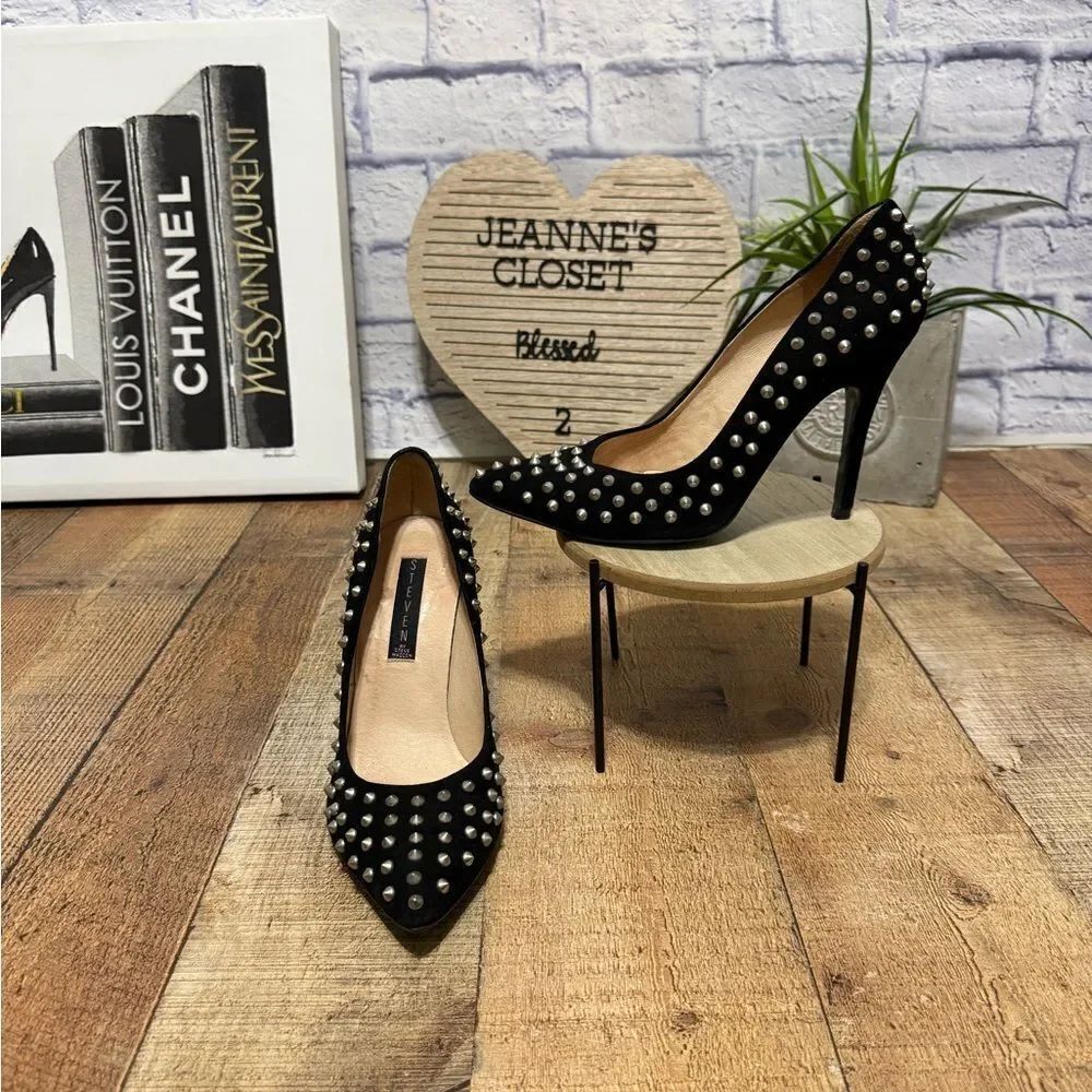 Steven by Steve Madden black superstud studded stiletto pumps US 10